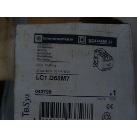 TELEMECANIQUE LC1-D65M7 CONTACTOR 600VAC 65AMP IEC